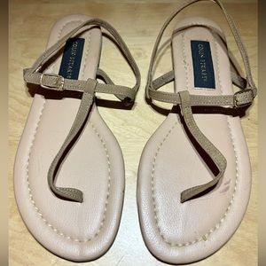 ✨NWOT✨ Colin Stuart 100% Genuine Leather Flat T-Strap Slingback Thong Sandals 8M